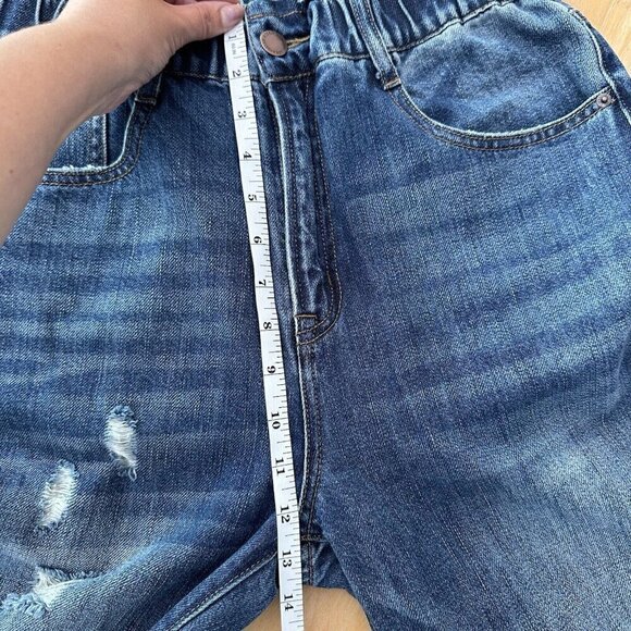 Risen Los Angeles Womens Jeans Elastic Waist 80s Y2K Distressed Denim Blue Sz 27 - Picture 11 of 12